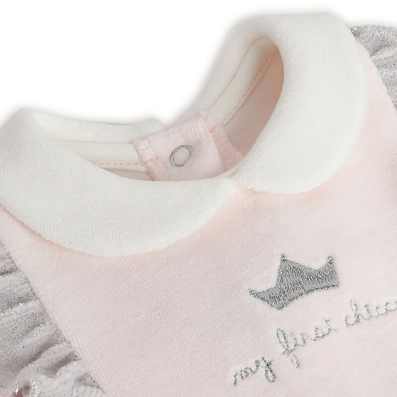 Girls Light Pink Solid Leg Opening Babysuit image number null
